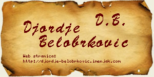 Đorđe Belobrković vizit kartica